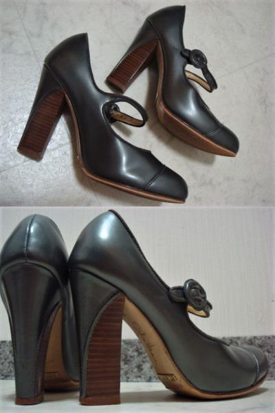 數(shù)回使用美品 COLEHAAN コールハーン NIKEAIR ナイキエアー★ 上質(zhì) 高級(jí)感 艶メタリック パンプスヒール 5B 22.0cm Sサイズ 35 暗グレー系