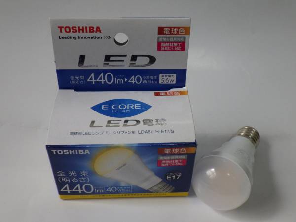 LED電球: E17　(電球色) 東芝 LDA6L-H-E17/S ?。矀€　新品未使用品