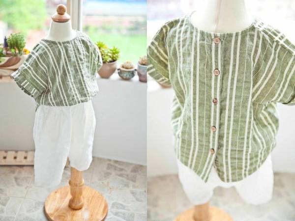 抹茶バニラ★　キッズ/子ども服　【麻】ふわふわパンツ/サルエルパンツ/ズボン ●男女兼用● 120cm