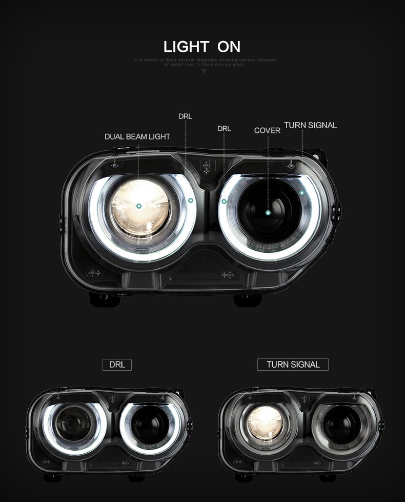 ヘッドライト ダッジ DODGE チャレンジャー LED '15-'19 SE R/T クリア 正規品 VLAND_画像4