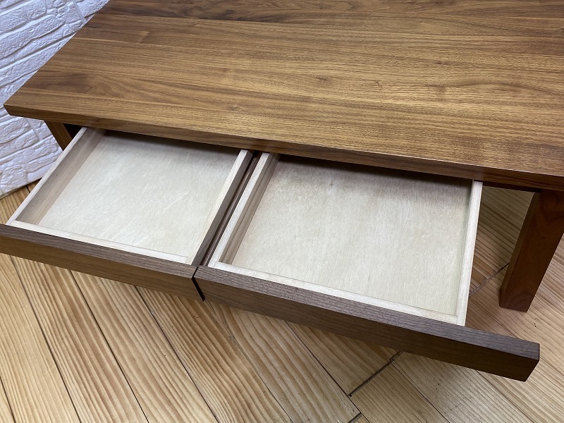 ☆無印良品 無垢材ローテーブル ウォールナット 引き出し 90cm ☆無印良品 無垢材ローテーブル ウォールナット 引き出し 90cm