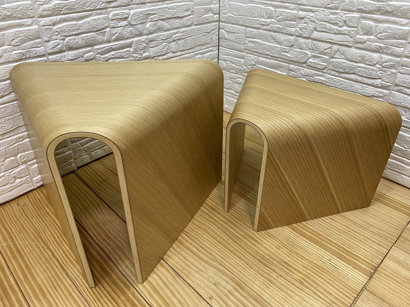 ☆美品!無印良品 重なるテーブルベンチ 成型合板 オーク材 大 小