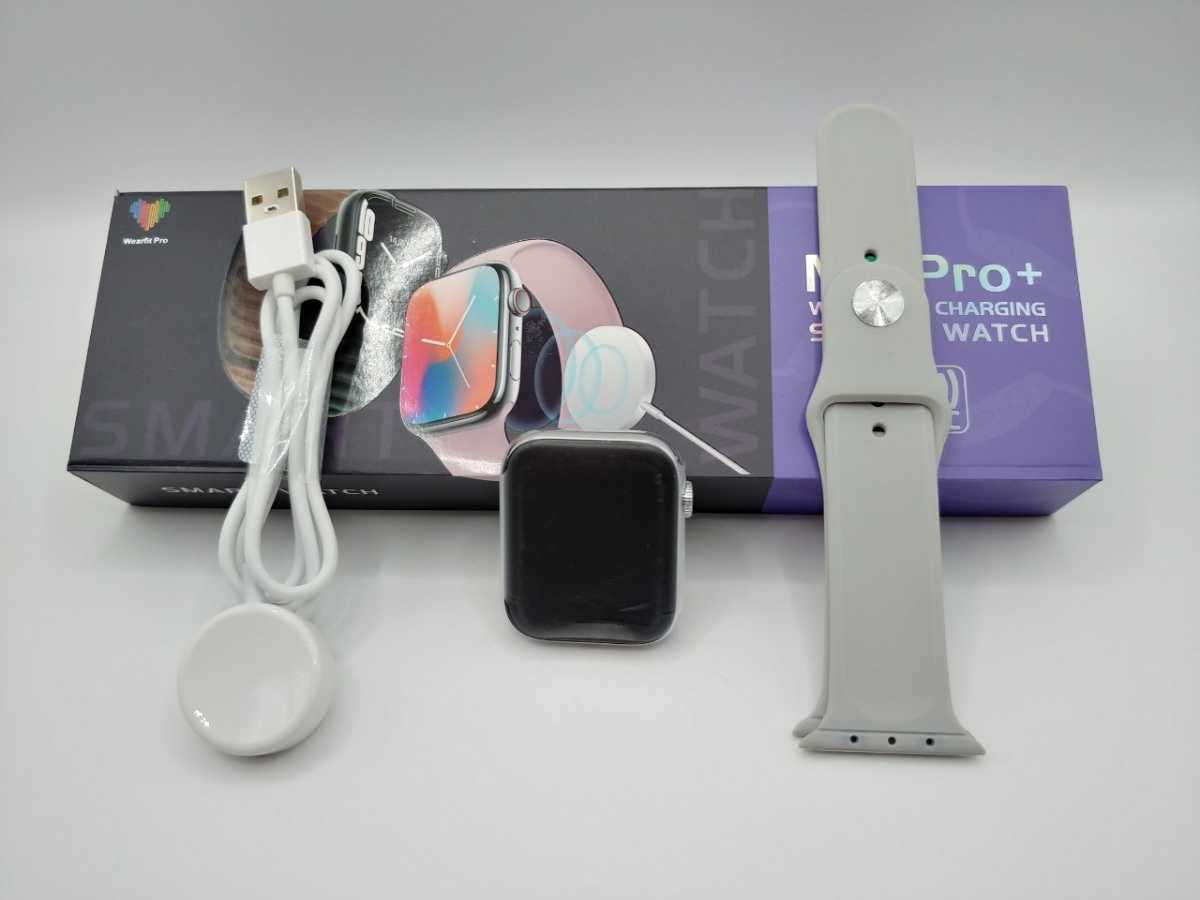 体温 スマートウォッチ ピンク M7Pro+ 日本語対応 ワイヤレス充電 百貨店