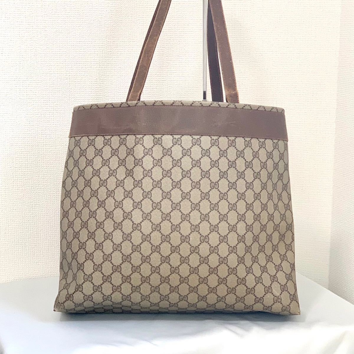 1円 スタート 【至高の逸品】グッチ GUCCI メンズ トートバッグ ビジネスバッグ GGスプリーム PVCレザー 革 A4可 大容量 ブラウン 肩掛け_画像3