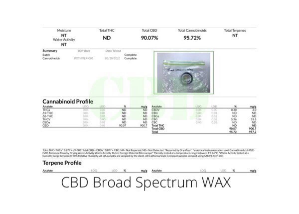 ラッピング ※ 米国コロラド産CBDワックス濃度95.72%高品質⑬CBD CBG