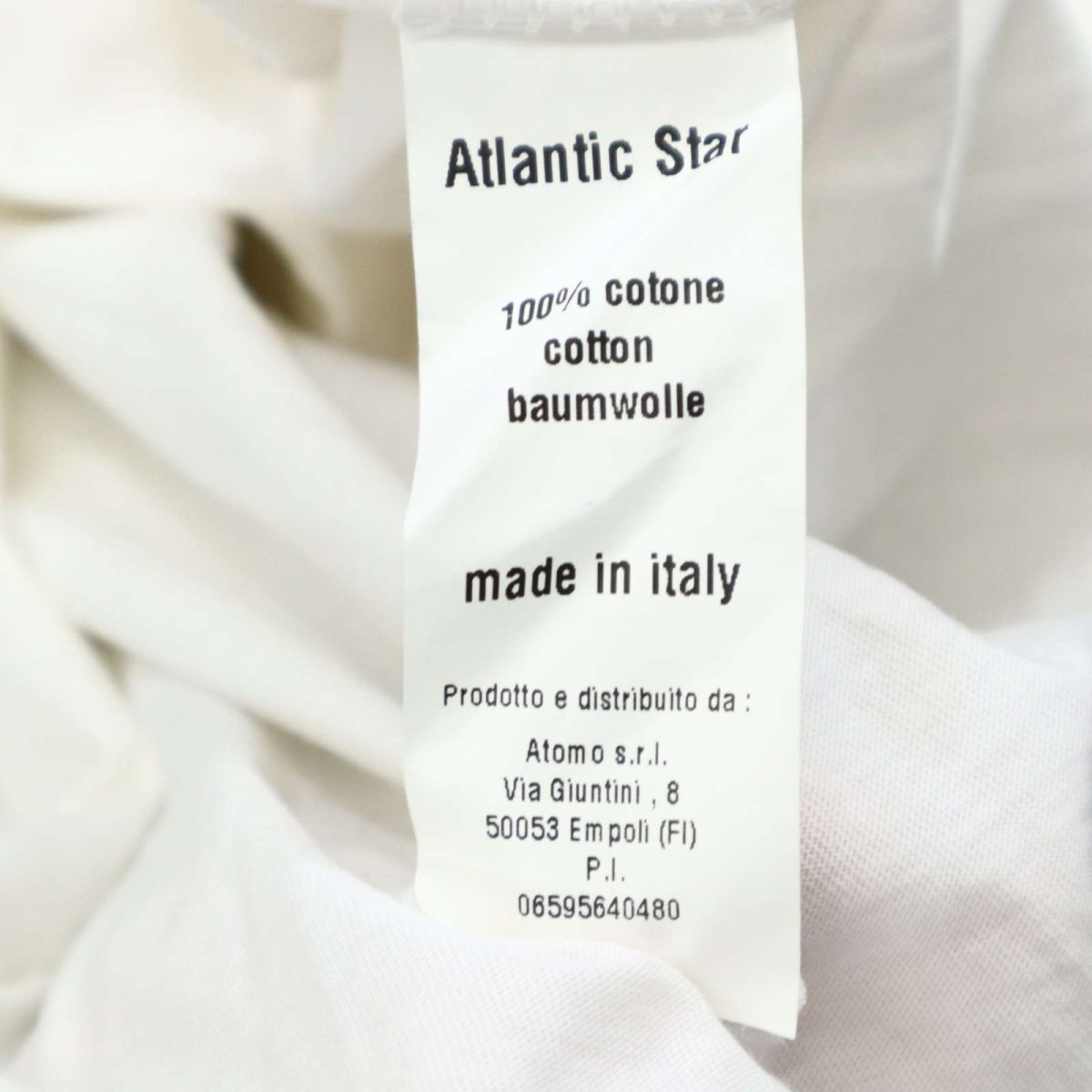 イタリア製★ Atlantic STARS アトランティックスターズ ロゴプリント★ 半袖 カットソー Tシャツ Sz.M　メンズ 白　C2T04240_5#A_画像8