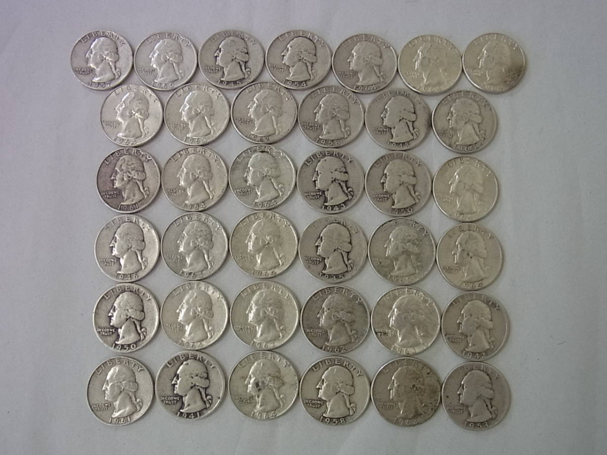USA硬貨　４枚セット　ワシントン／イーグル　クウォーター　1965年以降～