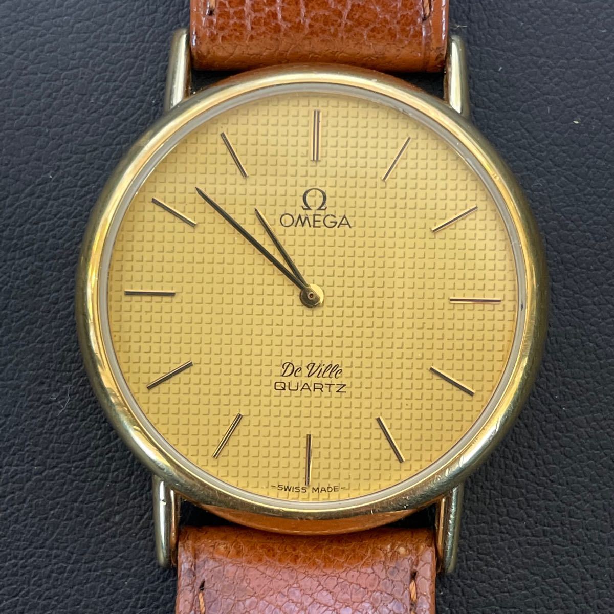 オメガ OMEGA オメガデビル メンズ腕時計 クオーツ ゴールド 金色 希少文字盤 1351 稼働