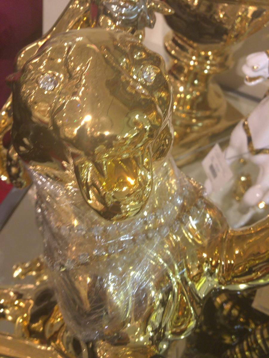 在庫ご確認くださいイタリア輸入アンティーク調ゴージャスゴールド色タイガーの置物　ゴールド色虎の置物_画像2