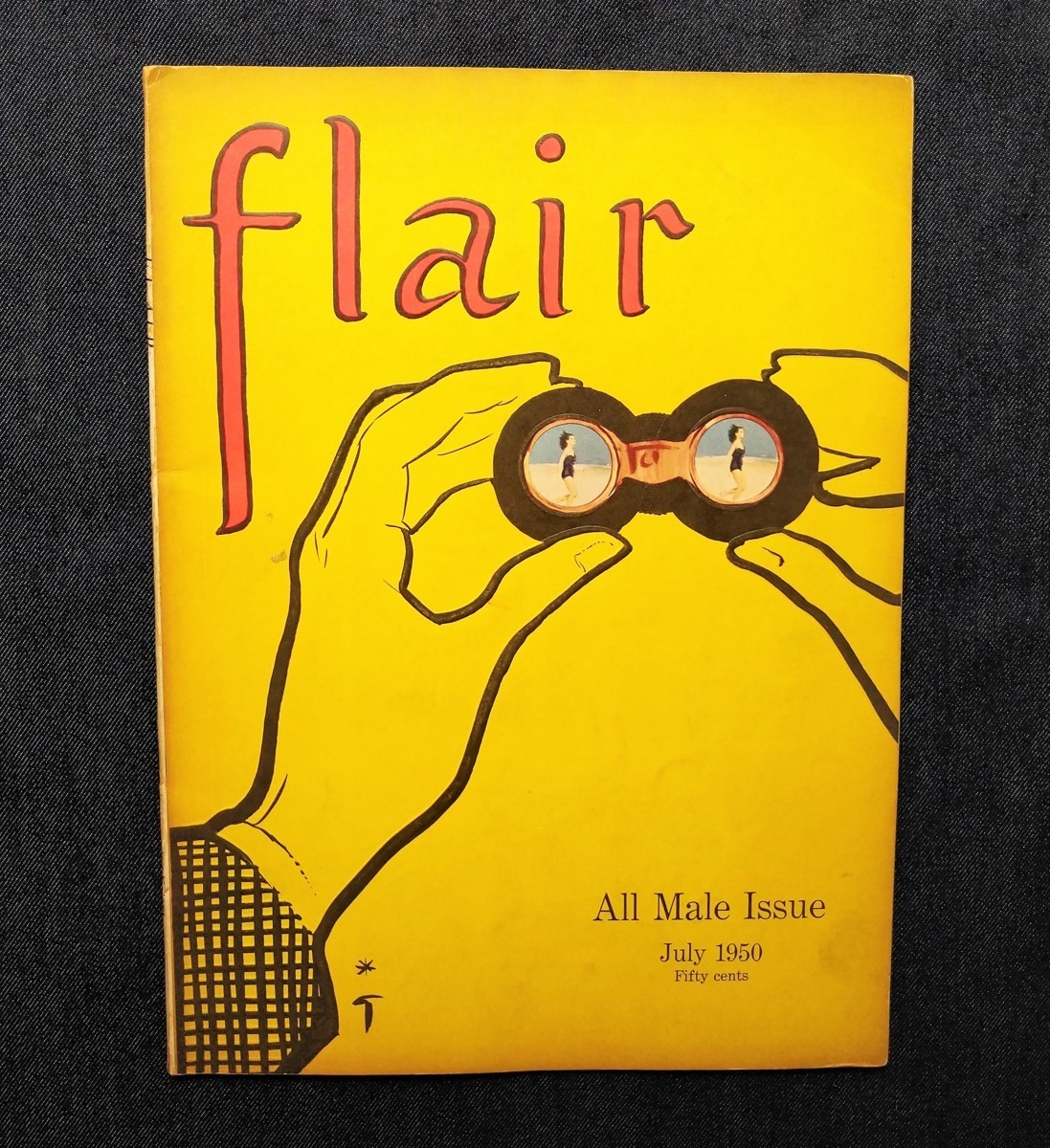 1950年 Flair ルネ・グリュオー 表紙 オール男性 特集 紳士スタイル/カレッジ・ファッション/メンズ・シューズ 靴/Rene Gruau/Fleur Cowlesの画像1