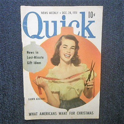 1951年 ヴィンテージ雑誌 Quick magazine 洋書ドーン・アダムズ 表紙 Dawn Addams クリスマス特集号 ピンナップ 女優 モデル_画像1