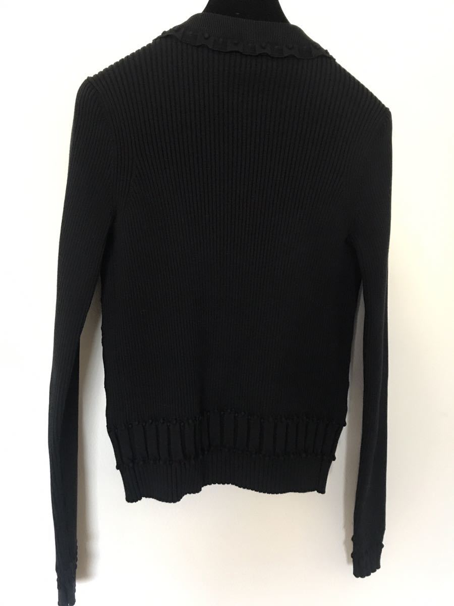 CHANEL シャネル 18Pブラック カーディガン ジャケット/34/フリル リブ