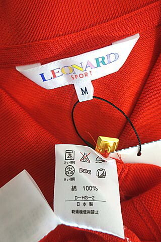 総柄】LEONARD SPORT レオナールスポーツ ポロシャツ 赤 レッド datum.az