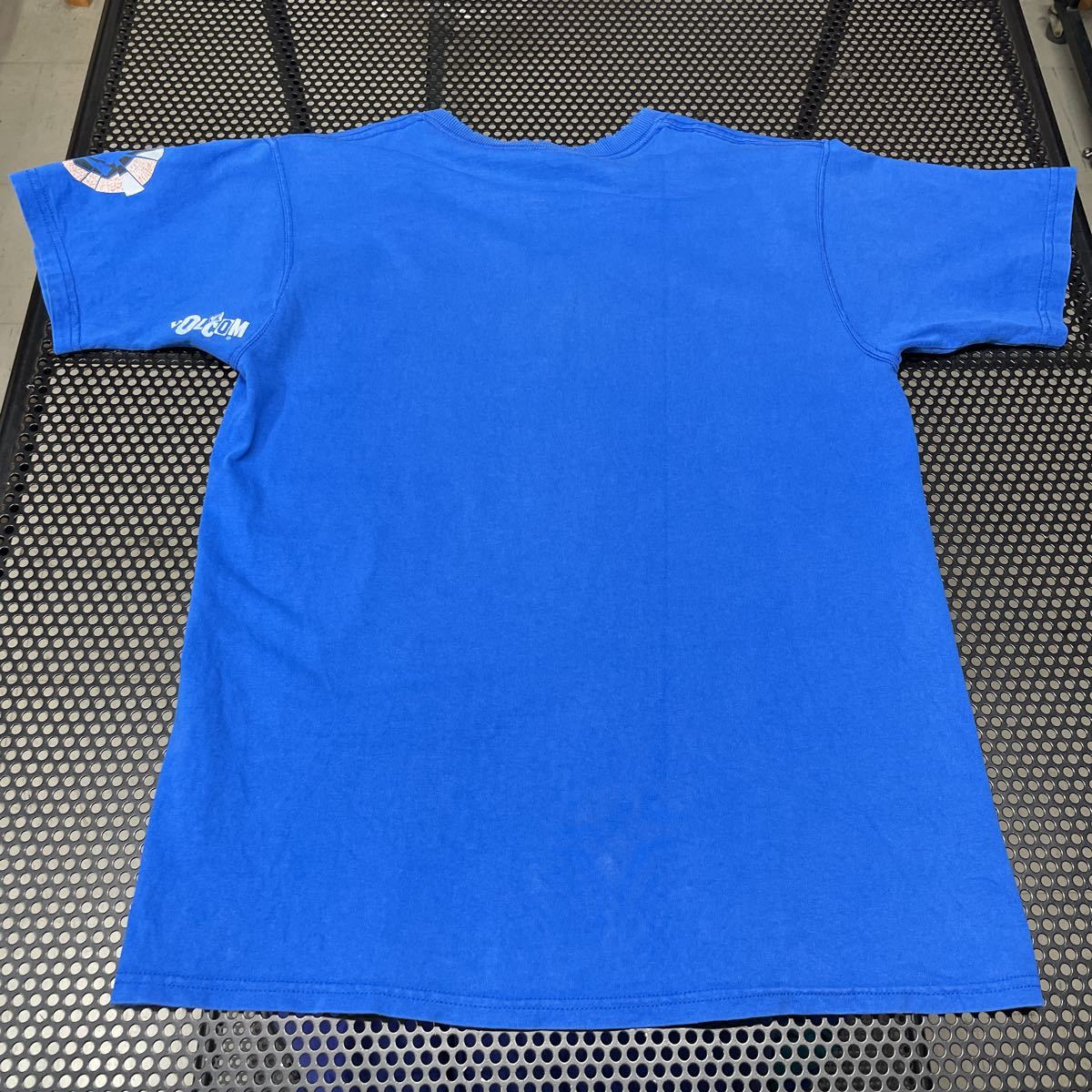 OLD ボルコム volcom 半袖 プリント Tシャツ 青 ブルー 首周りホツレあり Mサイズ_画像8