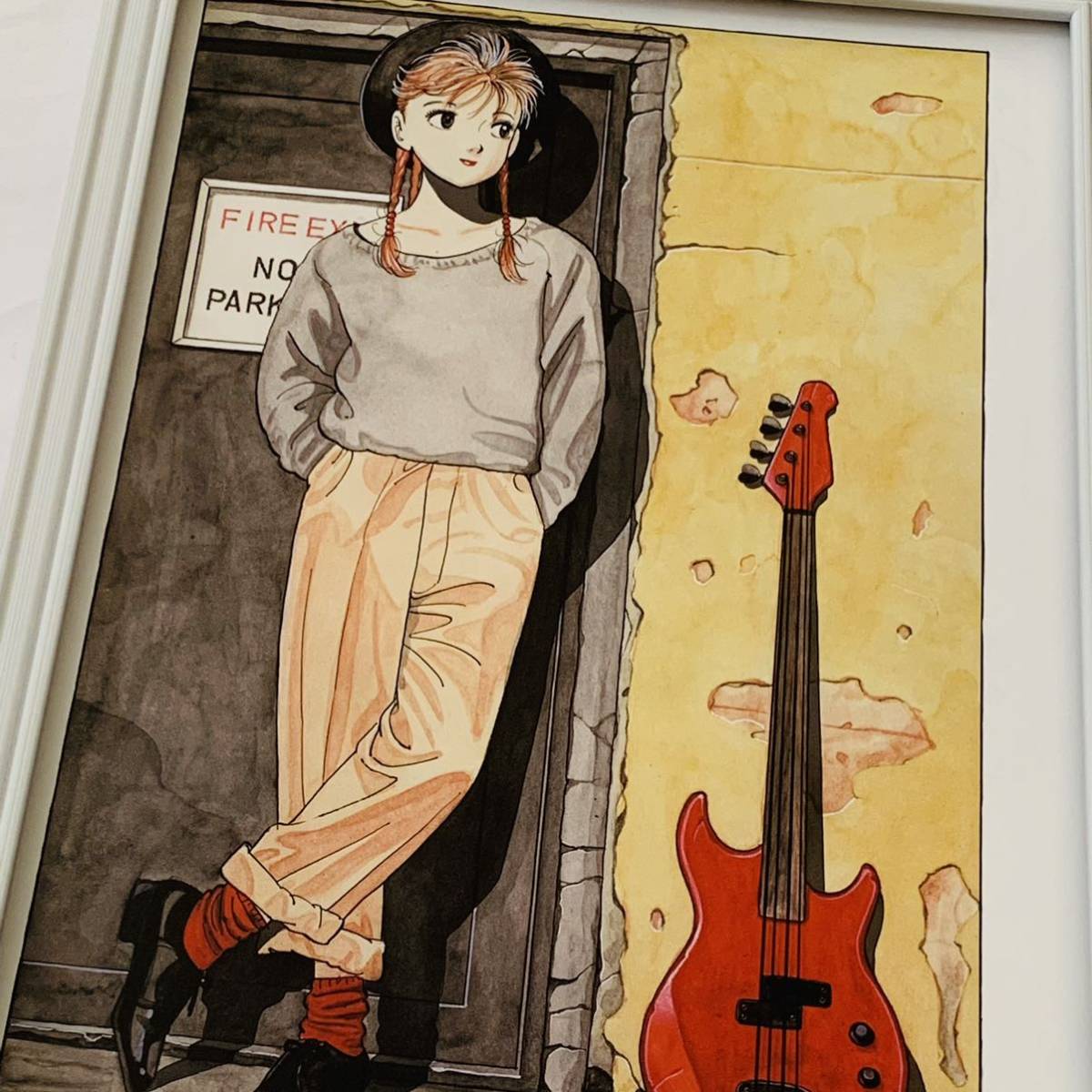 江口寿史 イラスト ストップひばりくん A4サイズ 額装品 /検 江口寿史 イラスト ストップひばりくん A4サイズ 額装品 /検
