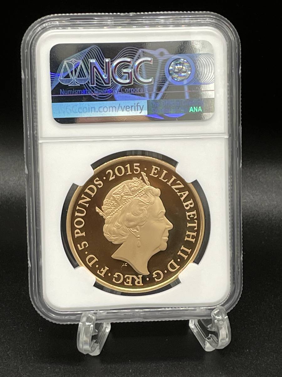 準最高鑑定 2015年 イギリス バトル・オブ・ワーテルロー 5ポンド 金貨