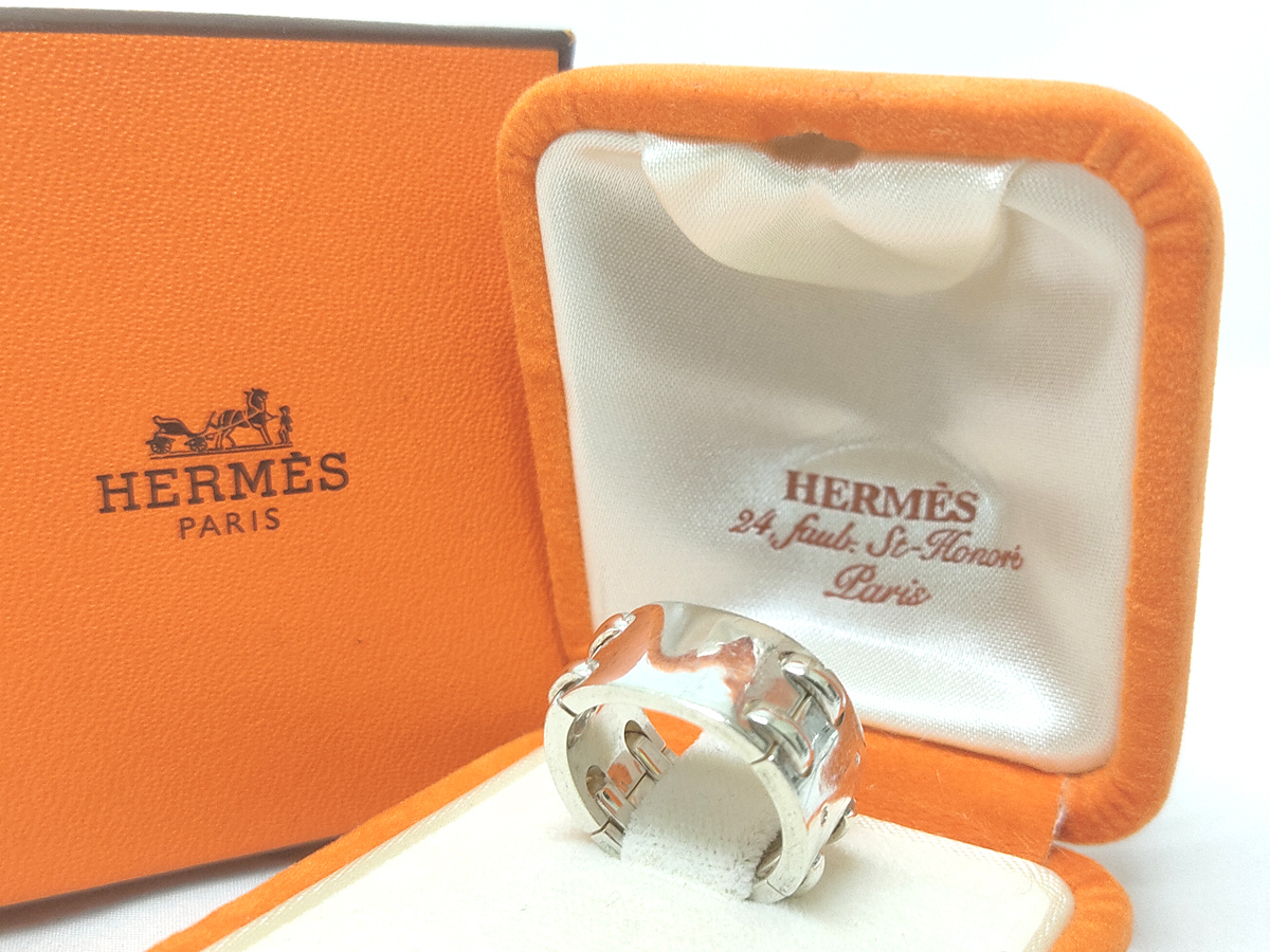 ♪売り切り 大特価 HERMES エルメス ムスクテール リング 指輪 シルバー 925 Sv 銀 重量約11.6g 約10号 アクセサリー 中古♪_画像1