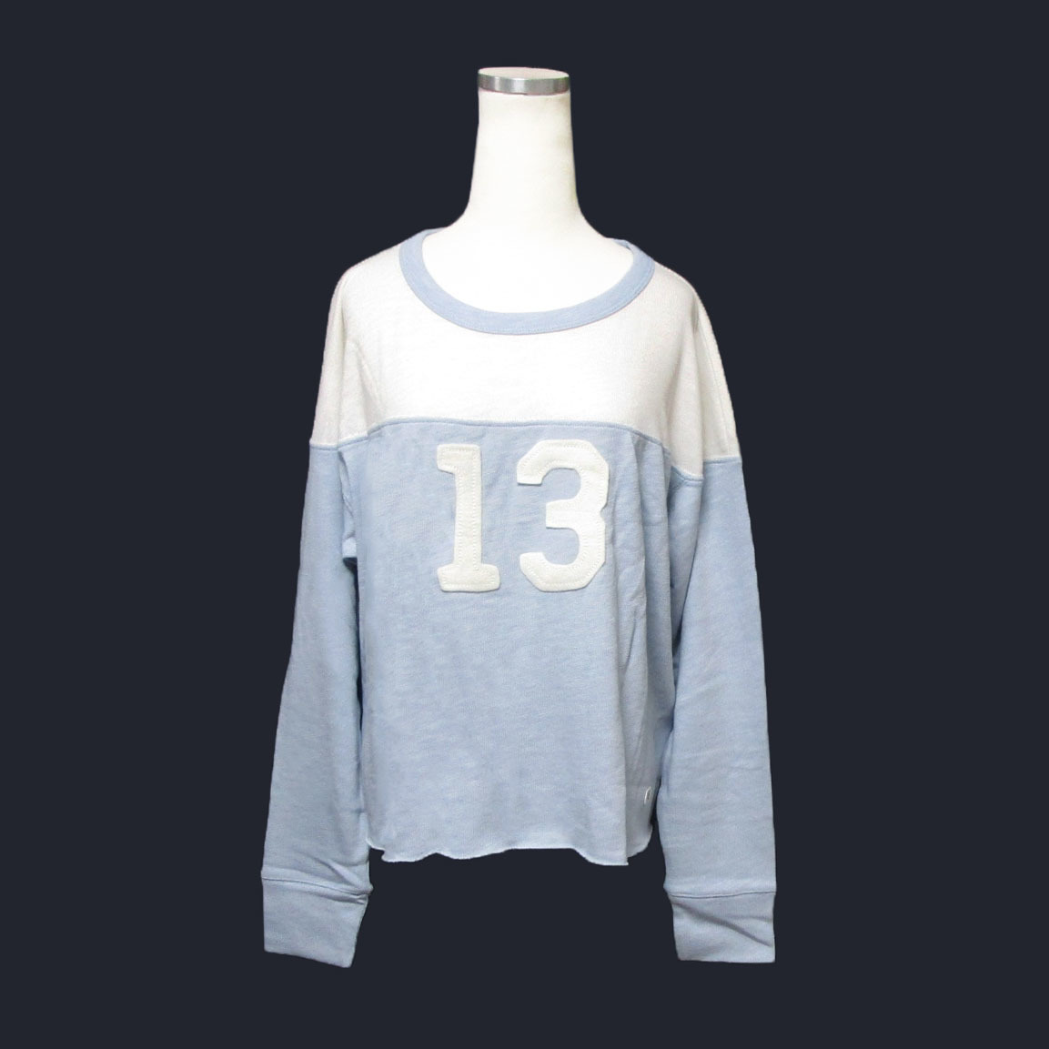 ★SALE★Abercrombie & Fitch/アバクロ★アップリケ長(zhǎng)袖Tシャツ (Light Blue/White/M)