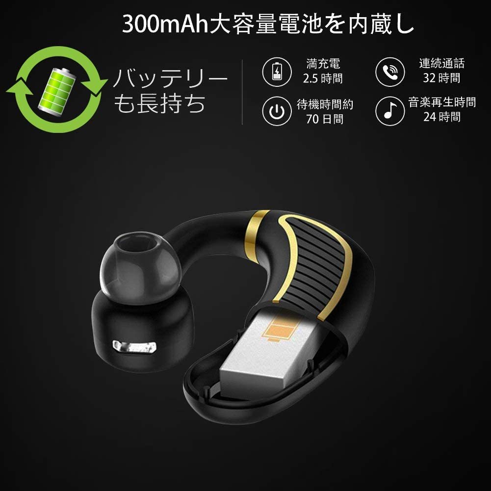 【2020 Bluetoothワイヤレス イヤホン 日本語音声ヘッドセットV4.1片耳 バッテリー 長持ちイヤホン 30時間通話可能 マイク内蔵_画像3