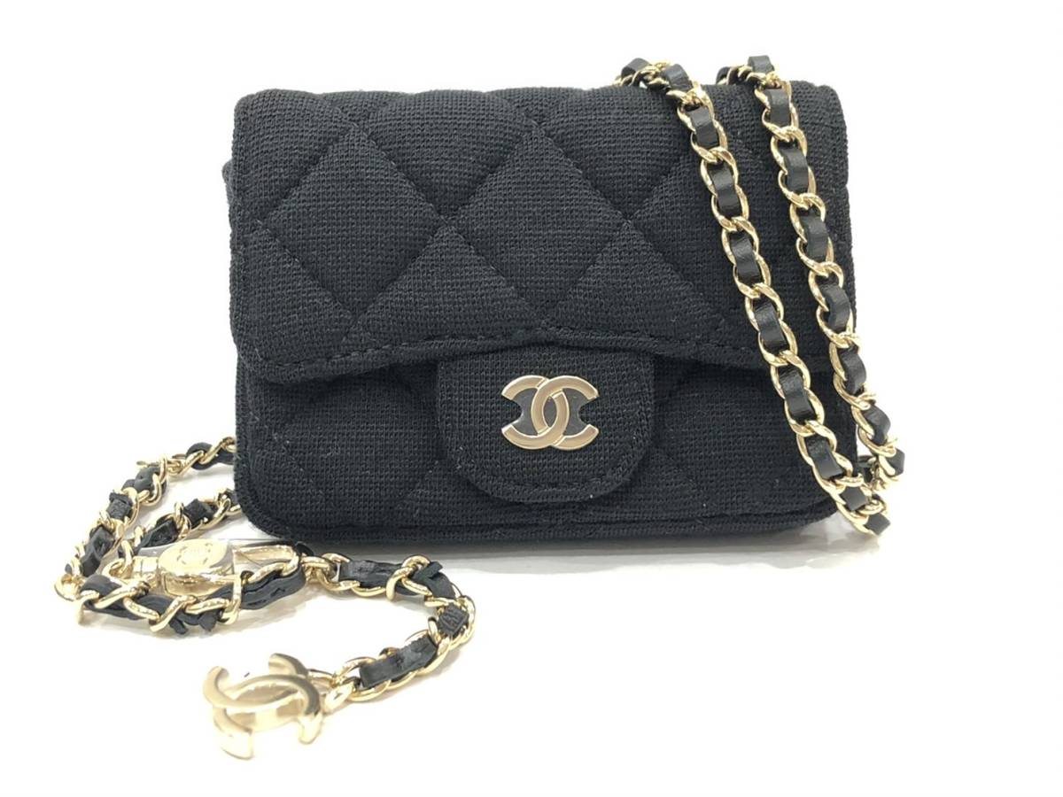 プチギフト CHANEL シャネル ブラック ジャージー チェーン