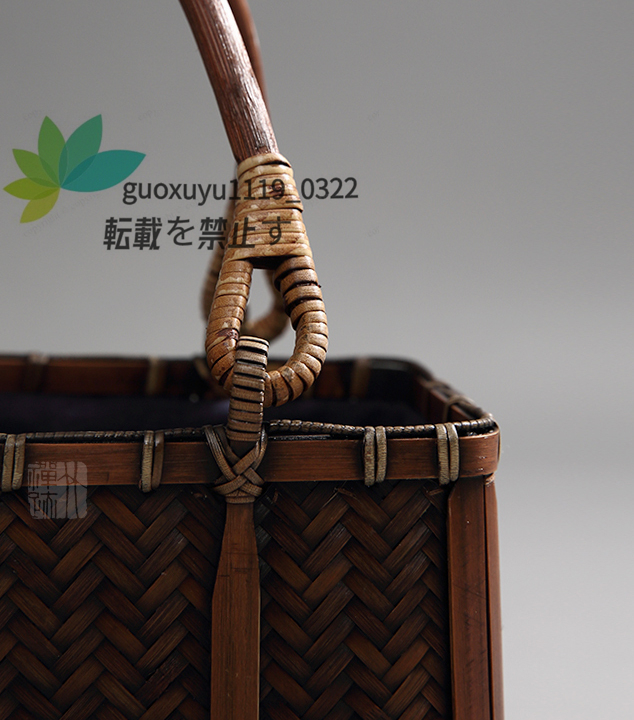 特売！ 夏最適　竹編み上げ カゴバック　 手作りバスケット　お洒落買い物カゴ　収納バッグ