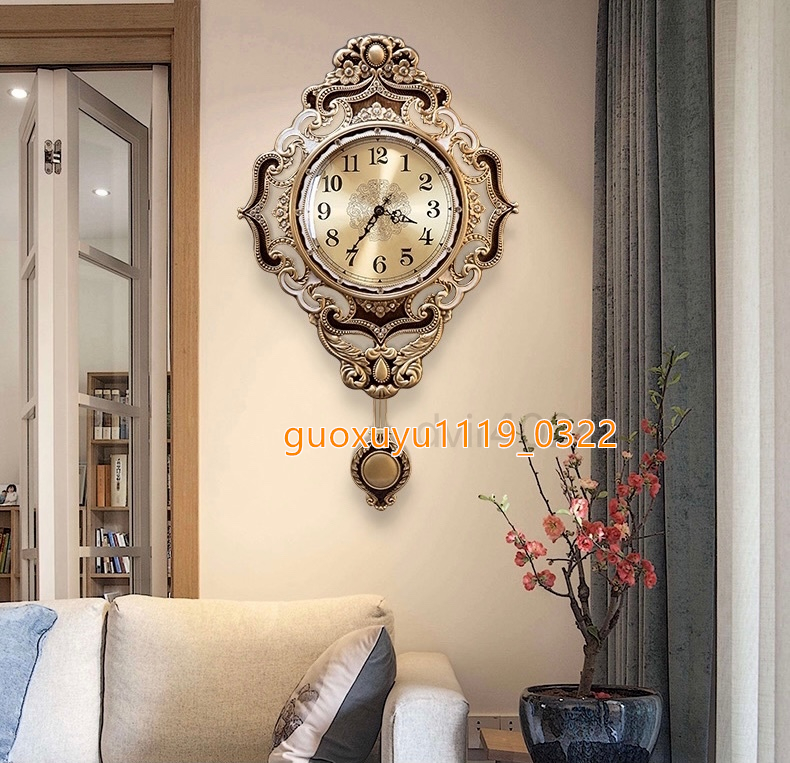 高品質 アメリカ式 銅製 応接間 豪華壁掛け時計 別荘 静音 家庭用 ファ