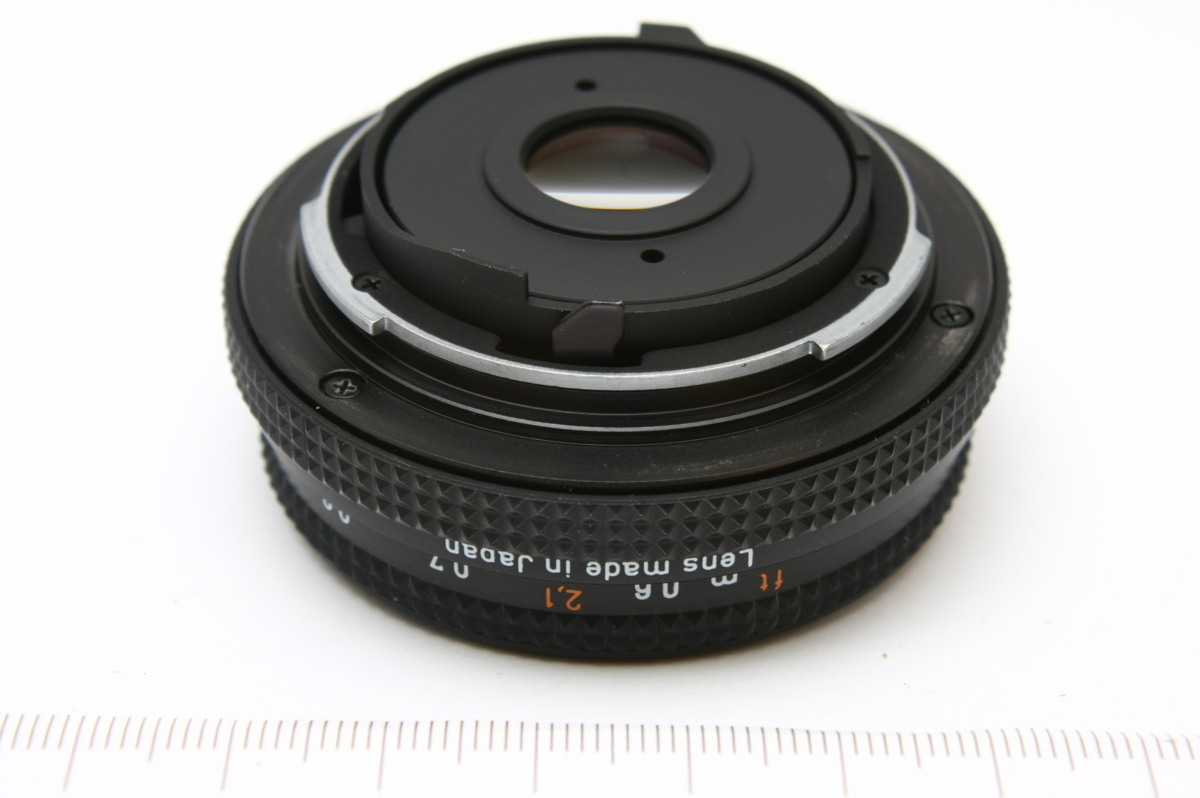 ※ AEJ コンタックス 45mm f2.8 T テッサー TESSAR パンケーキレンズ 純正キャップ前後 フード 取説 箱付 aa0840_画像6