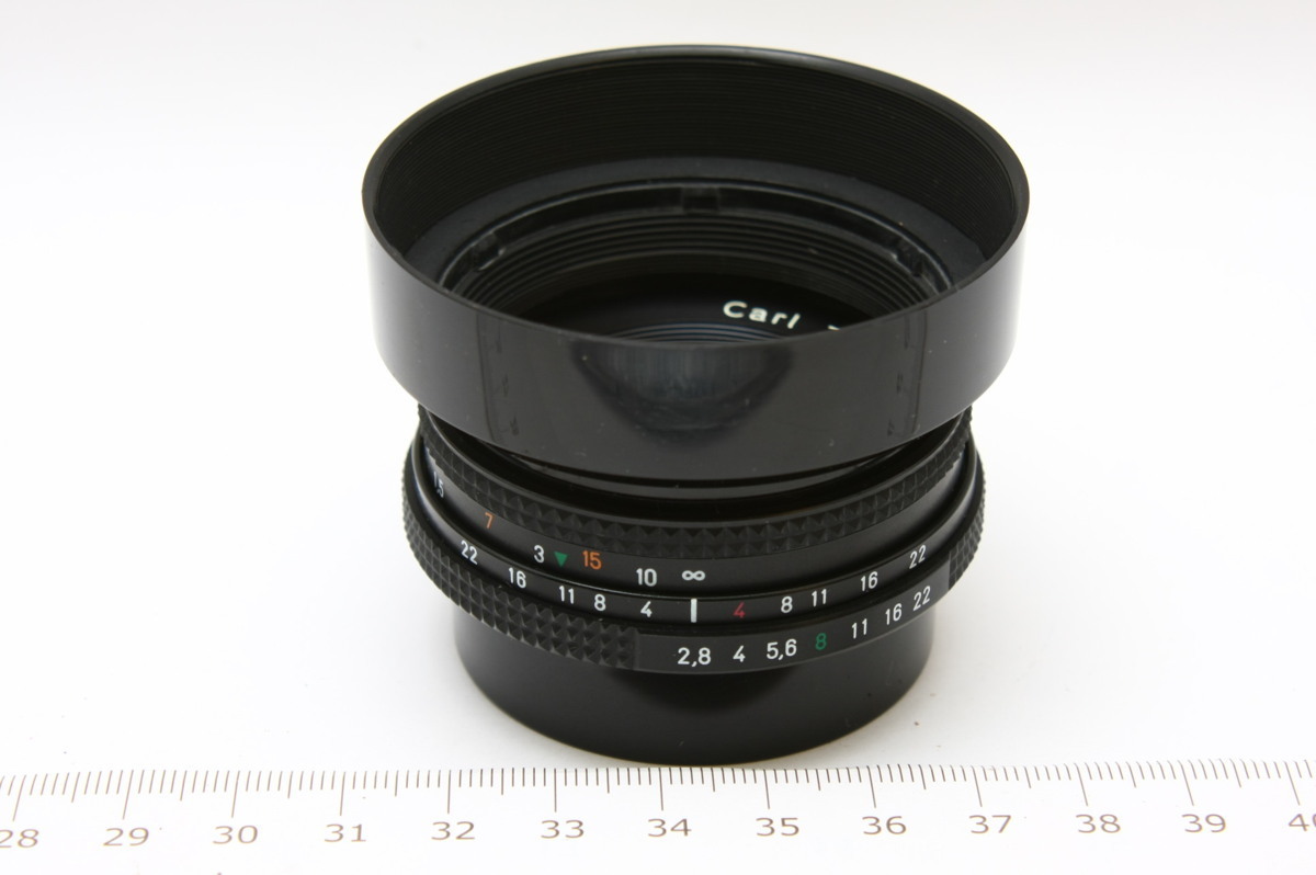 ※ AEJ コンタックス 45mm f2.8 T テッサー TESSAR パンケーキレンズ 純正キャップ前後 フード 取説 箱付 aa0840_画像2