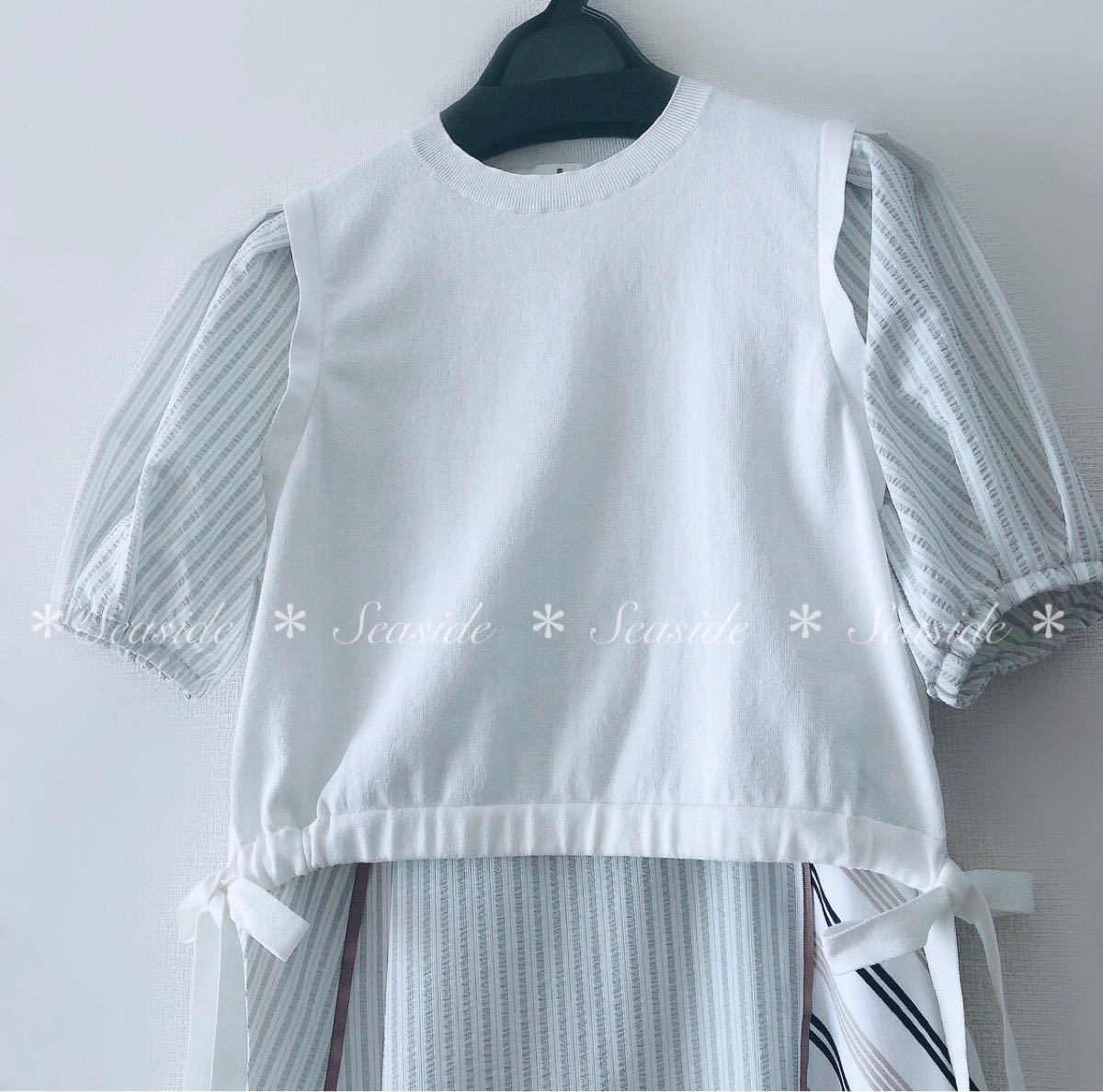 極美品】21SS 今季 ランバンオンブルー ストライプMIXドッキング 極美品】21SS 今季 ランバンオンブルー ストライプMIXドッキング