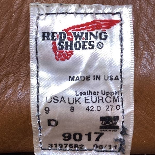 即決☆RED WING 9017 11年☆27cm チャッカブーツ レッドウィング