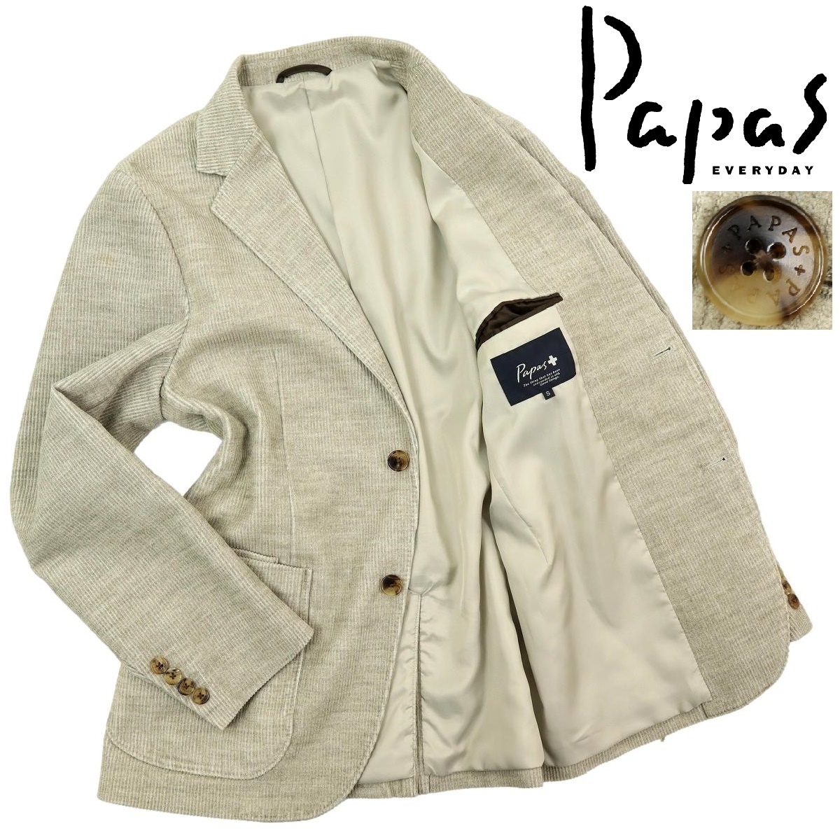 【S2265】【極美品】Papas+ PLUS　パパスプラス テーラードジャケット ブレザー コーデュロイ サイズS