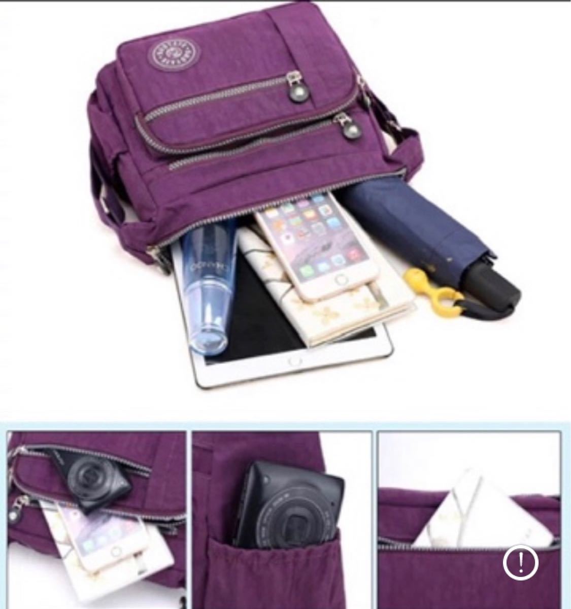 ショルダーバッグ　グレー　斜めがけ　アウトドア　レディースバッグ　マザーズバッグ　iPad 防水　サブバッグ　旅行バッグ