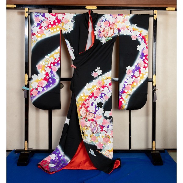 花嫁さんの本振袖 黒地 桜と蝶 25639#_画像2