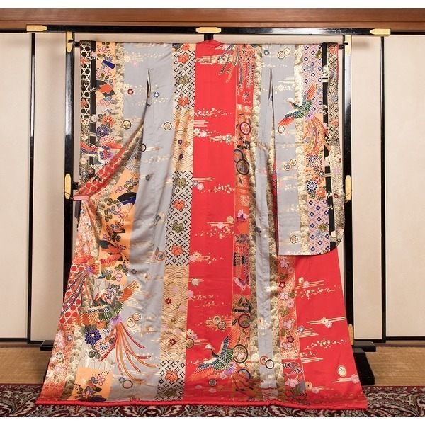 花嫁さんの本振袖 金通し ブルーと紫ぼかし 梅に鶴 25874# | inmano