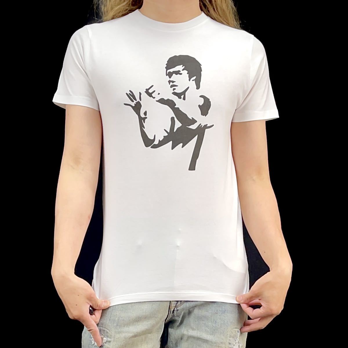 新品 ブルースリー ジークンドー 拳法 カンフー 香港 アクション 映画 ステンシル シンプル アート Tシャツ XLサイズ 大きい ビッグ ワイド