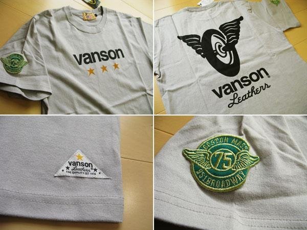 vanson バンソン半袖Tシャツ M グレー P975-003 新品 完売人気 メンズ　Tシャツ 夏 バイカー 単車 お洒落_画像3