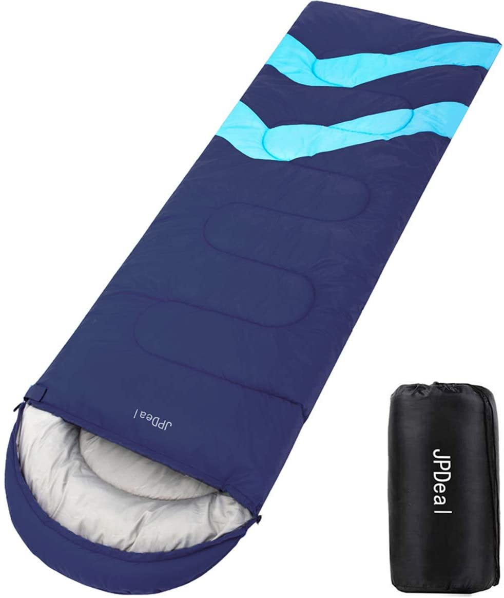 寝袋 封筒型 軽量 保温 210T防水 シュラフ コンパクト アウトドア ダークブルー