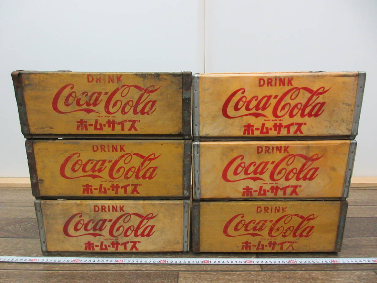 M【5-23】□11 Coca-Cola コカ・コーラ ホームサイズ ボトルケース 6点まとめて 木製 木箱 陳列ケース 企業物 現状品 / アンティーク_画像2