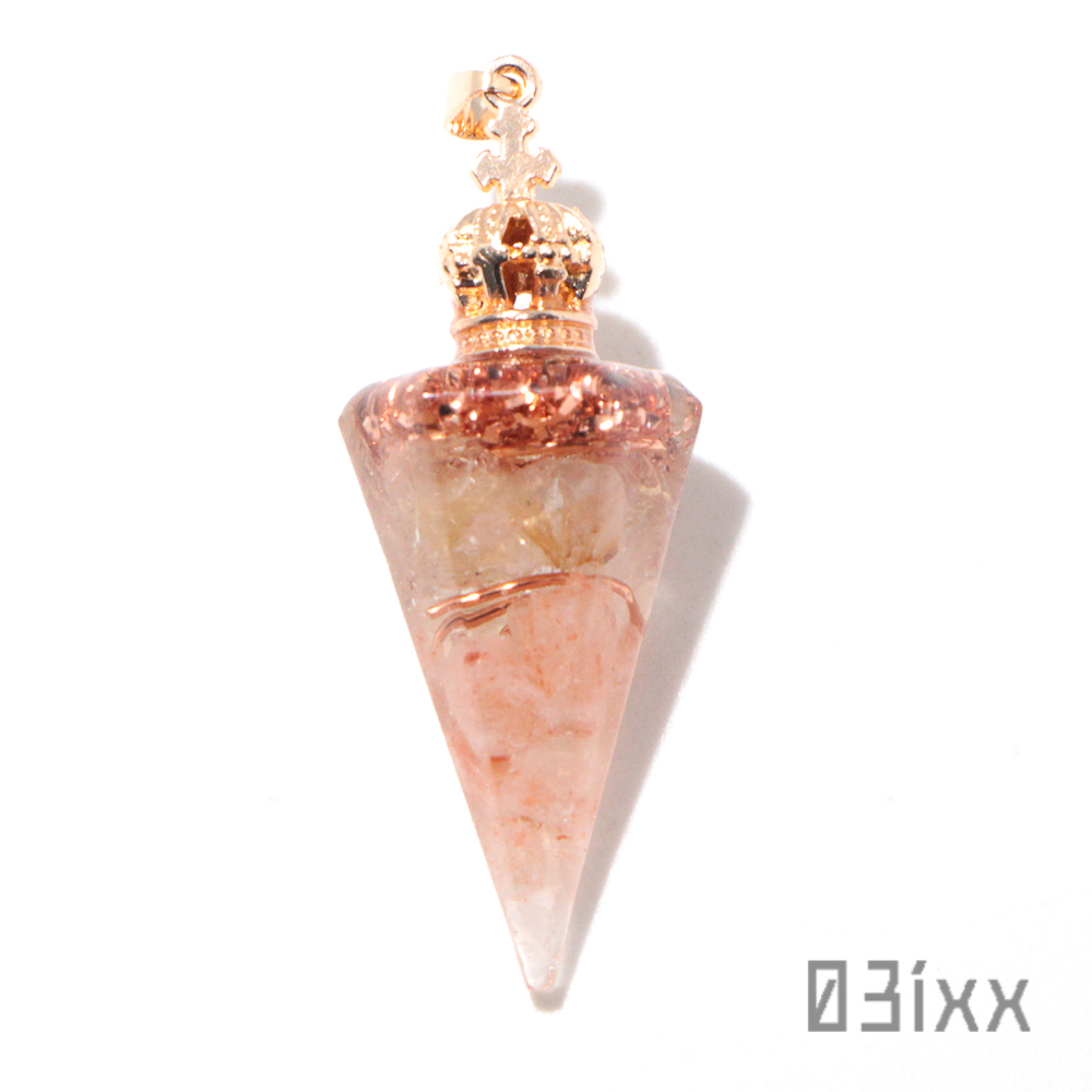[ free shipping * prompt decision ]. salt orugo Night hexagon drill Mini pendant top rutile needle crystal natural stone luck with money amulet 03ixx
