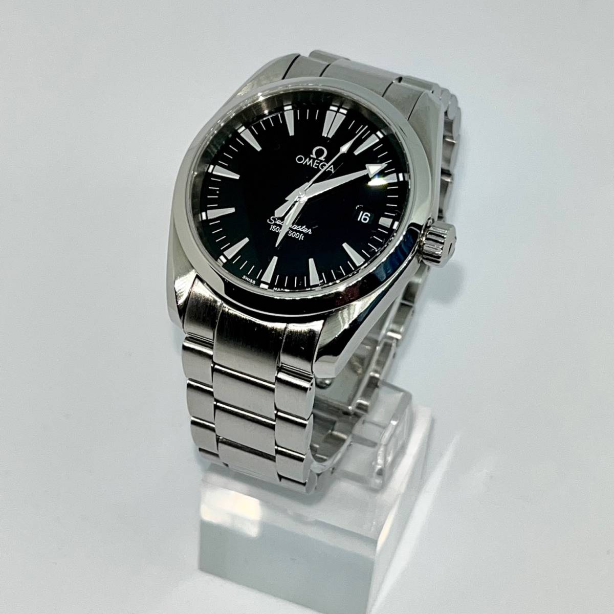 【OMEGA ・オメガ　シーマスター　アクアテラ　36mm ボーイズサイズ　メンズ・レディース黒　ブラック　クオーツ　中古美品】_画像1