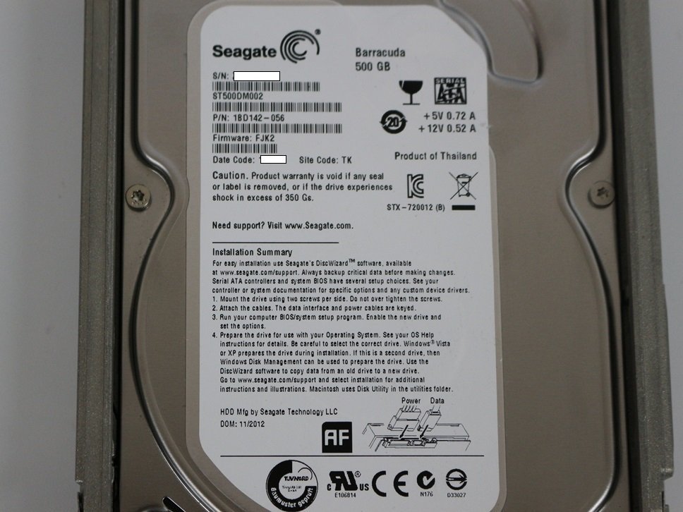 SEAGATE ST500DM002 Barracuda 7.2K SATA HDD 500GB 3.5 -inch stock limitation 