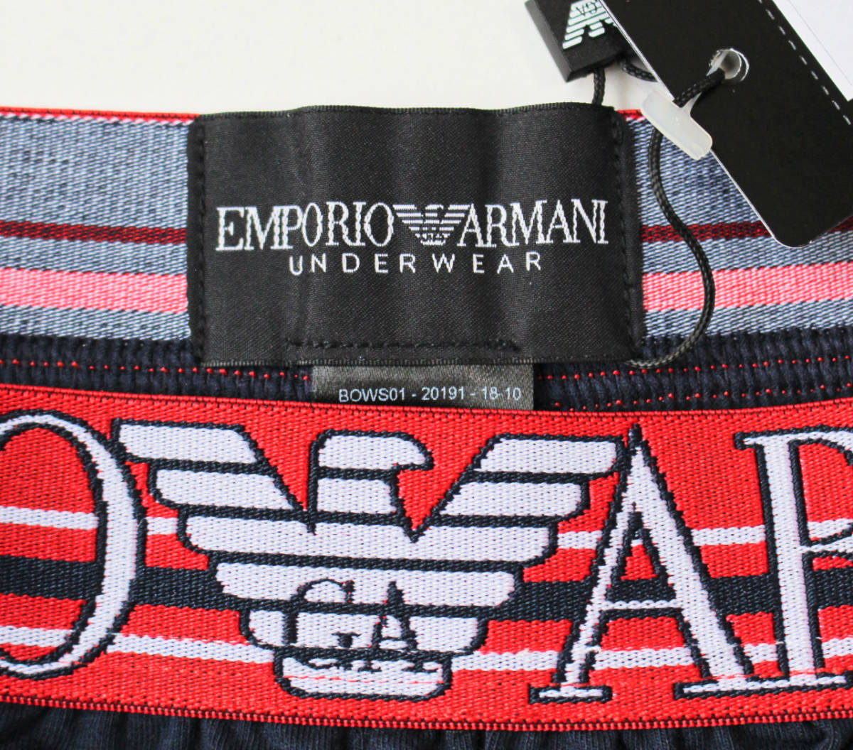 《EMPORIO ARMANI エンポリオアルマーニ》 新品 薄手 ウエストロゴ刺繍 ストレッチ ショートパンツ ハーフパンツ S(66~76)A6094_画像5