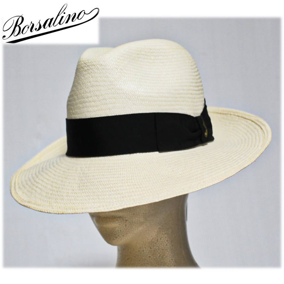 ボルサリーノ Borsalino ファイン ワイド パナマハット 58 白×紺