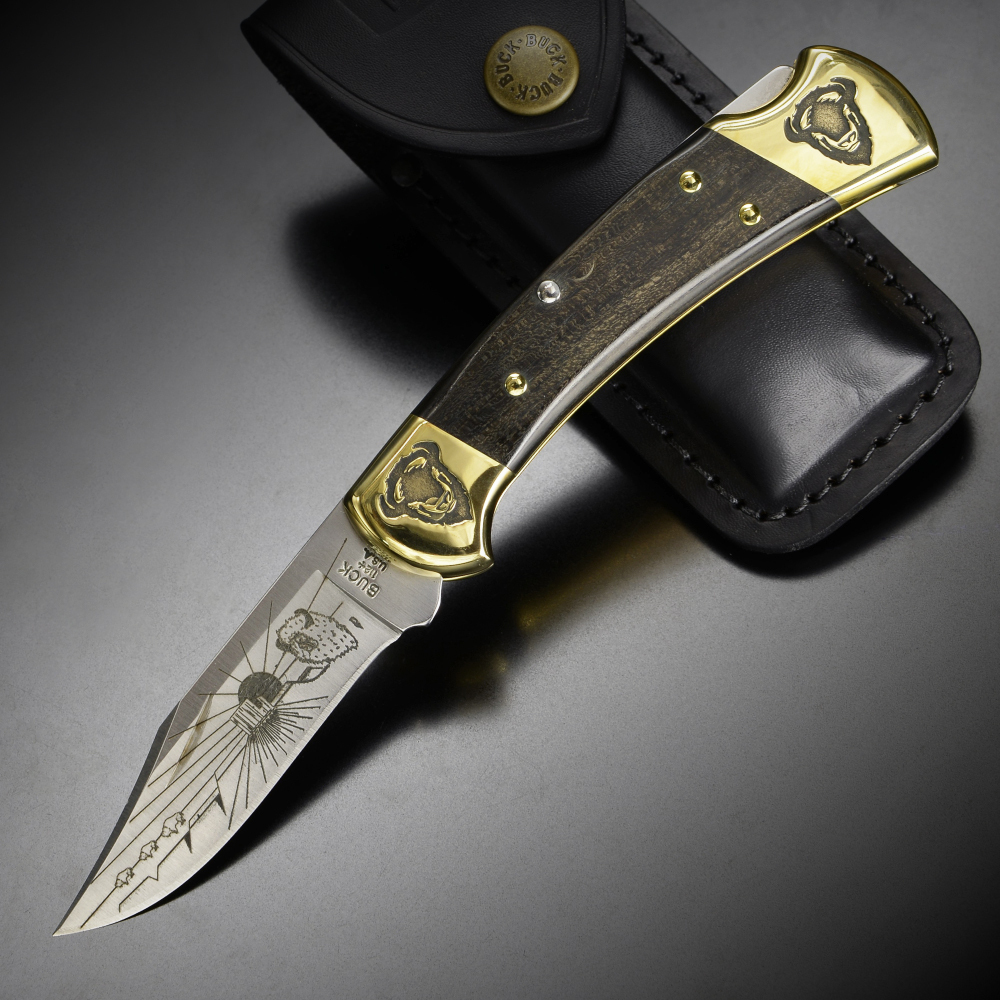 BUCK 折りたたみナイフ 112 限定品 イエローホースカスタム バッファロー刻印 バックナイフ Ranger レンジャー