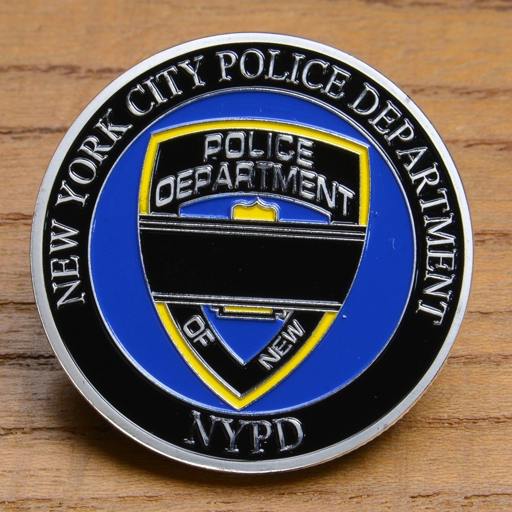 チャレンジコイン NYPD ニューヨーク市警察 スカル 記念メダル Challenge Coin 記念コイン BLUE_画像1