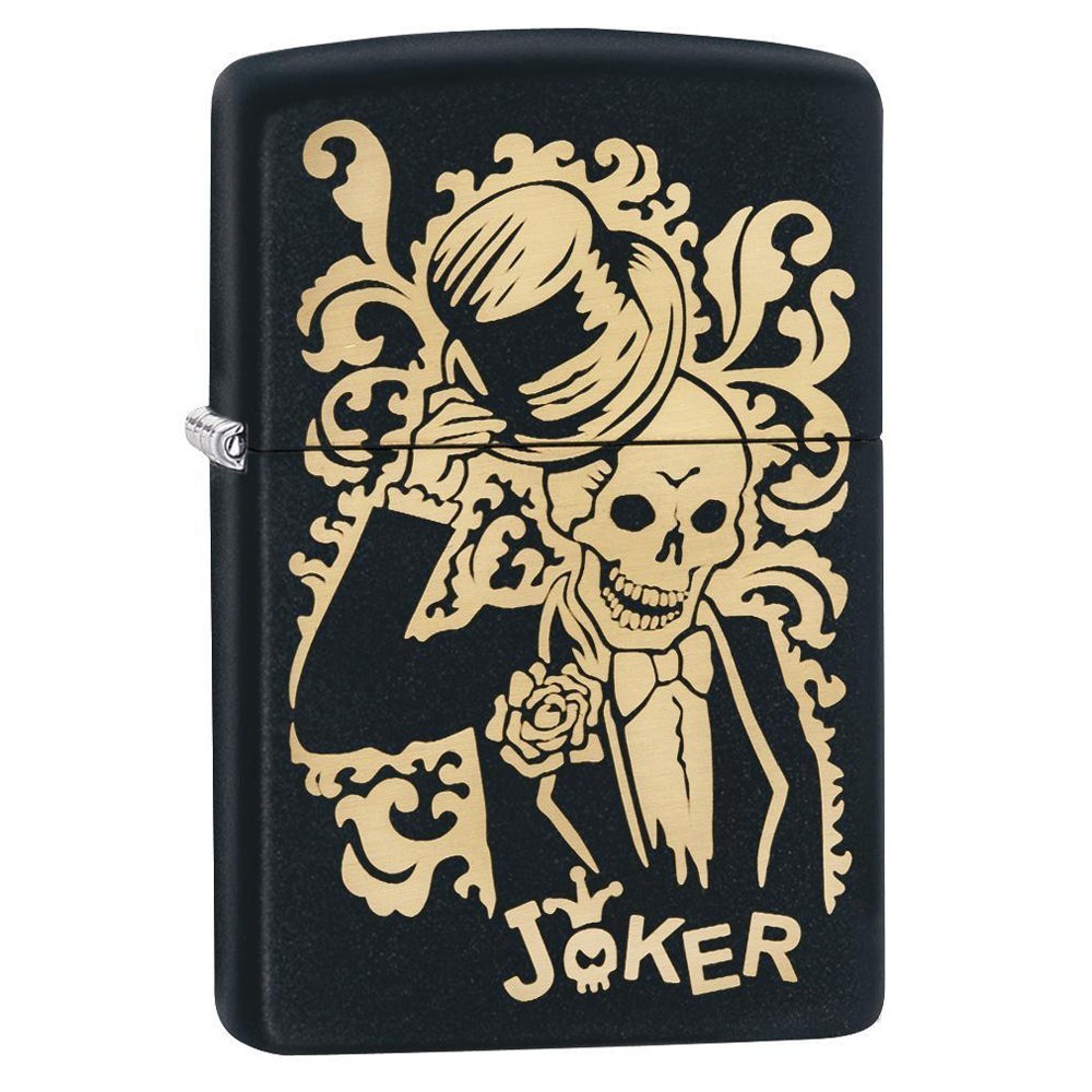 ZIPPO Skull JOKER 29632 mat black Zippo - oil lighter Joker plant pattern tuxedo hat 