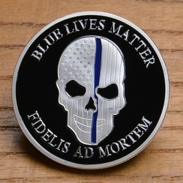 チャレンジコイン NYPD ニューヨーク市警察 スカル 記念メダル Challenge Coin 記念コイン BLUE_画像2