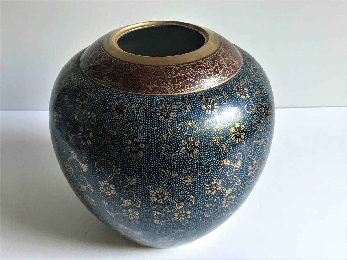 九谷　青粒手　花瓶　約23.5cm(h)×25cm　約2.58kg