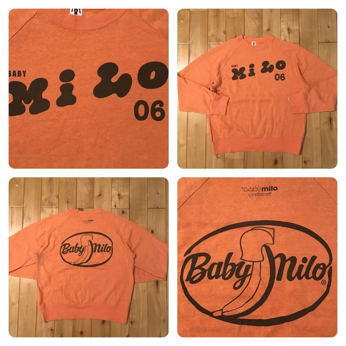 Baby milo banana 長袖スウェット Sサイズ orange a bathing ape BAPE sweat shirt マイロ エイプ ベイプ アベイシングエイプ vintage nigo