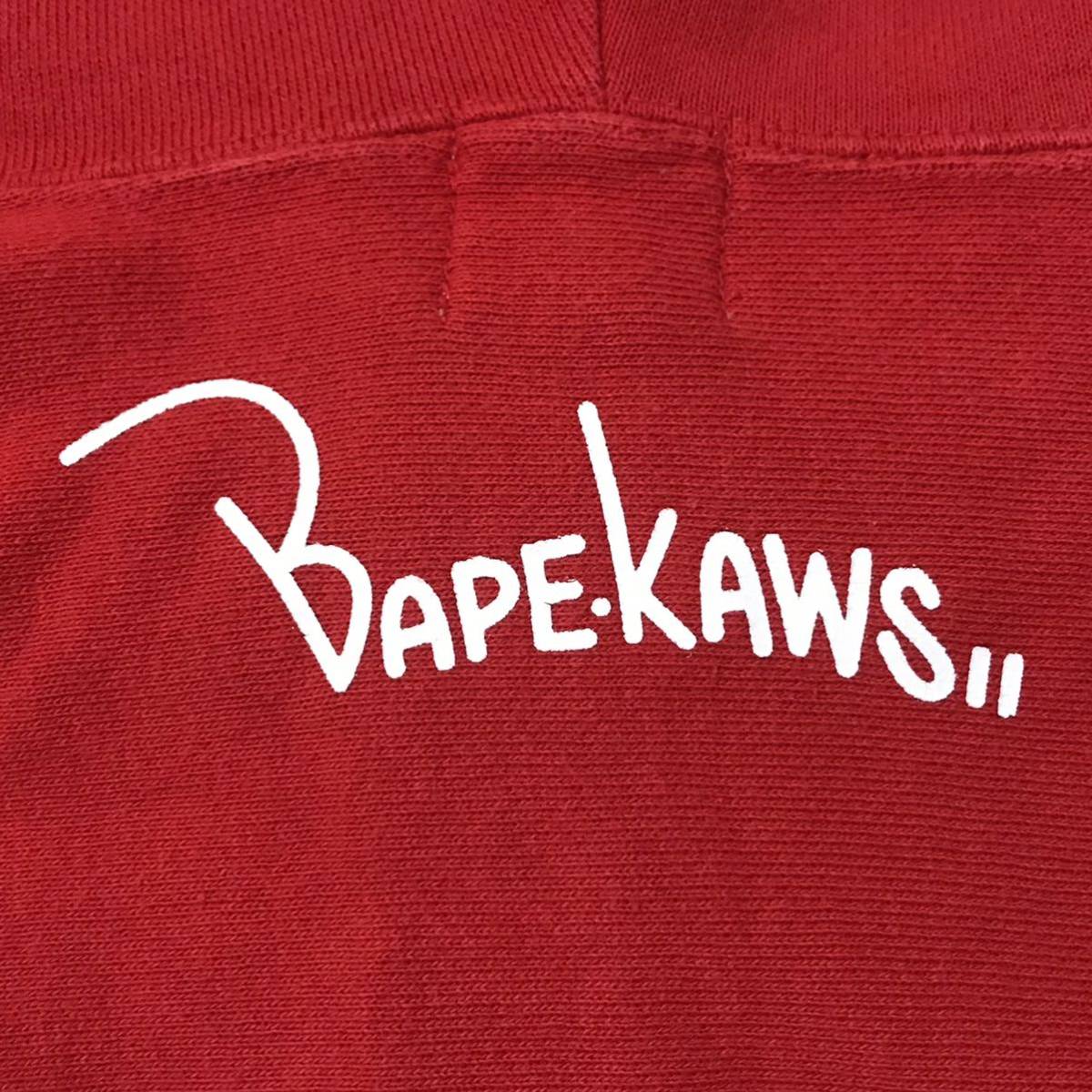 ★激レア★ KAWS ASNKA bape head パーカー Lサイズ a bathing ape full zip hoodie red カウズ エイプ ベイプ アベイシングエイプ 5tv_画像4